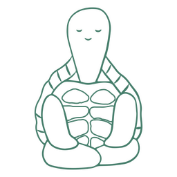 Linda tortuga meditación pose personaje de trazo simple Diseño PNG