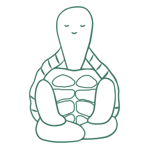 Linda tortuga meditación pose personaje de trazo simple Diseño PNG