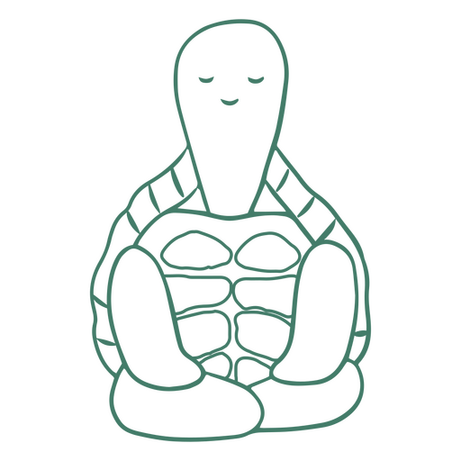Meditação de tartaruga fofa posar personagem de traçado simples