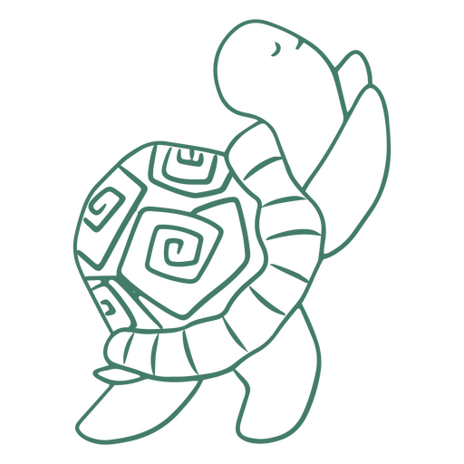 Cute turtle yoga water animal simple stroke character PNG Design