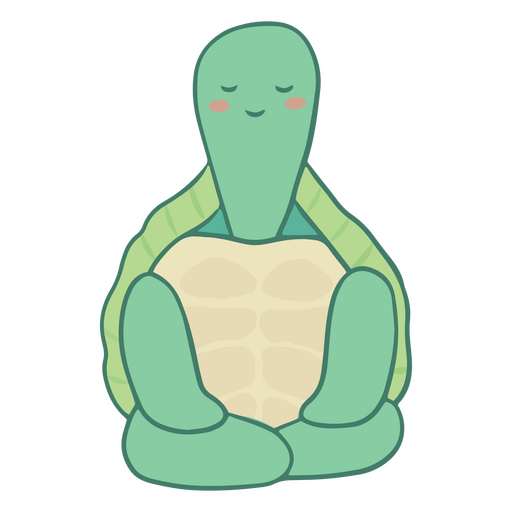 Cute turtle meditation pose character PNG Design