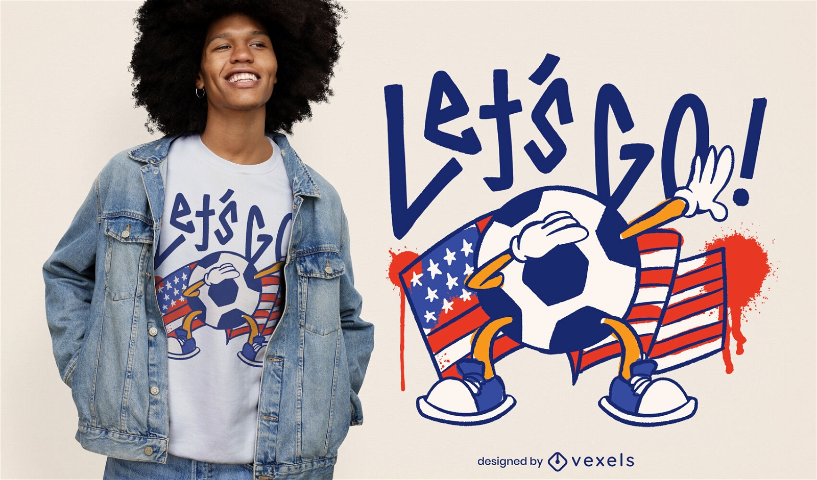 Soccer USA flag t-shirt design