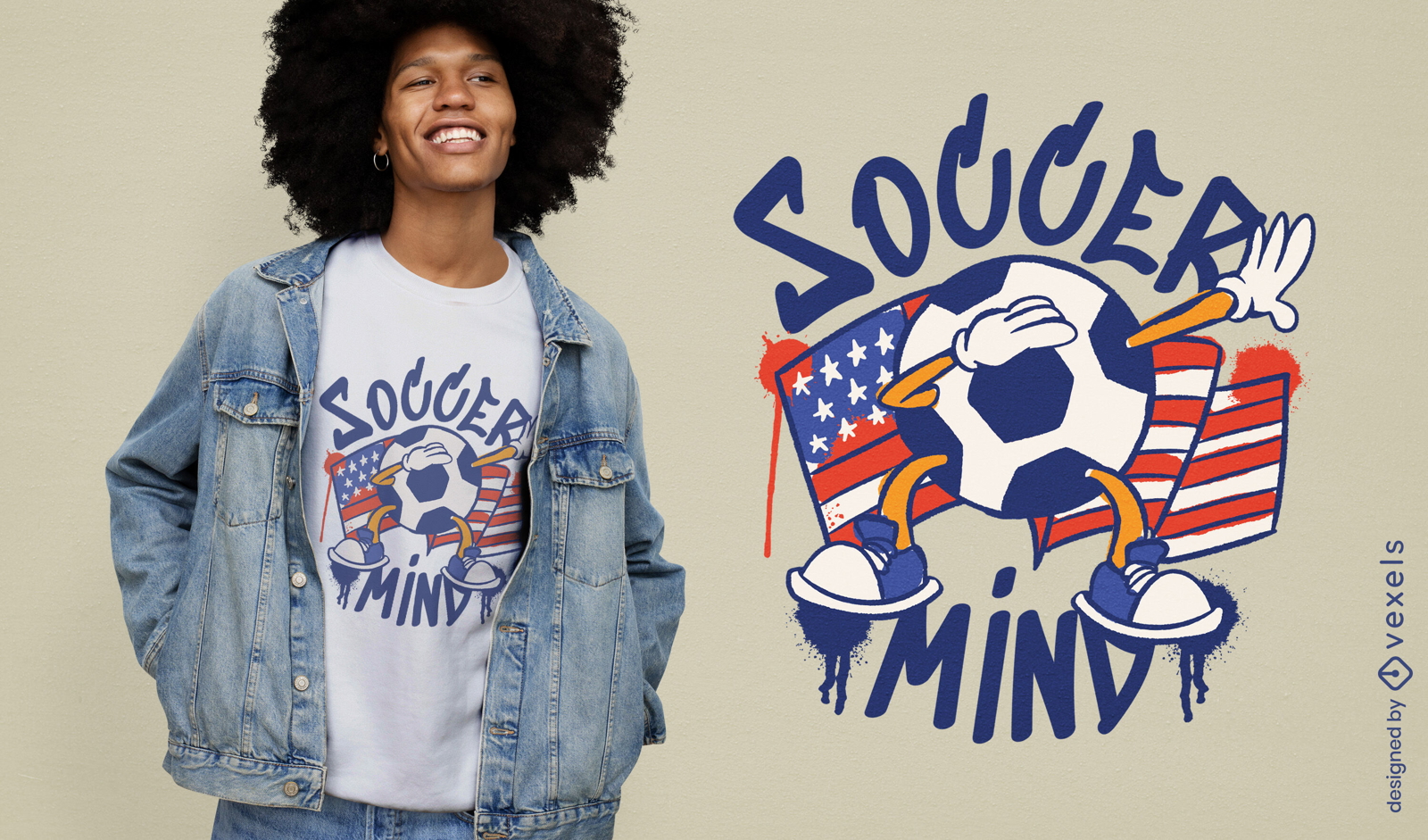 Fußball-USA-Flaggen-T-Shirt-Design