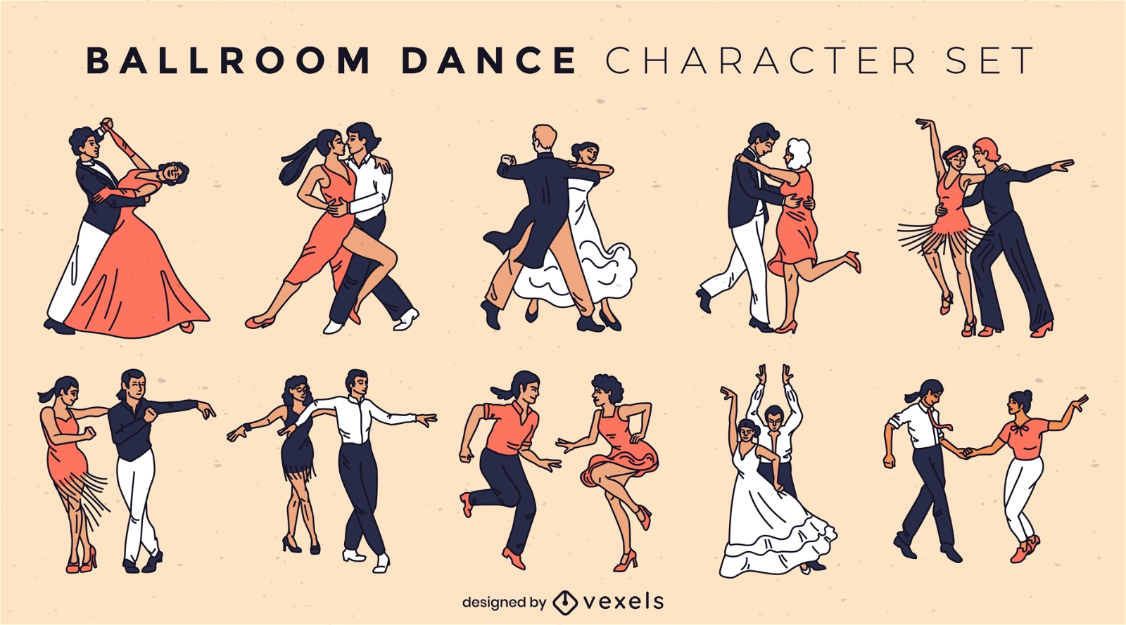 Ballroom dance characters set