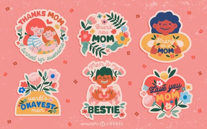 Mothers day stickers set