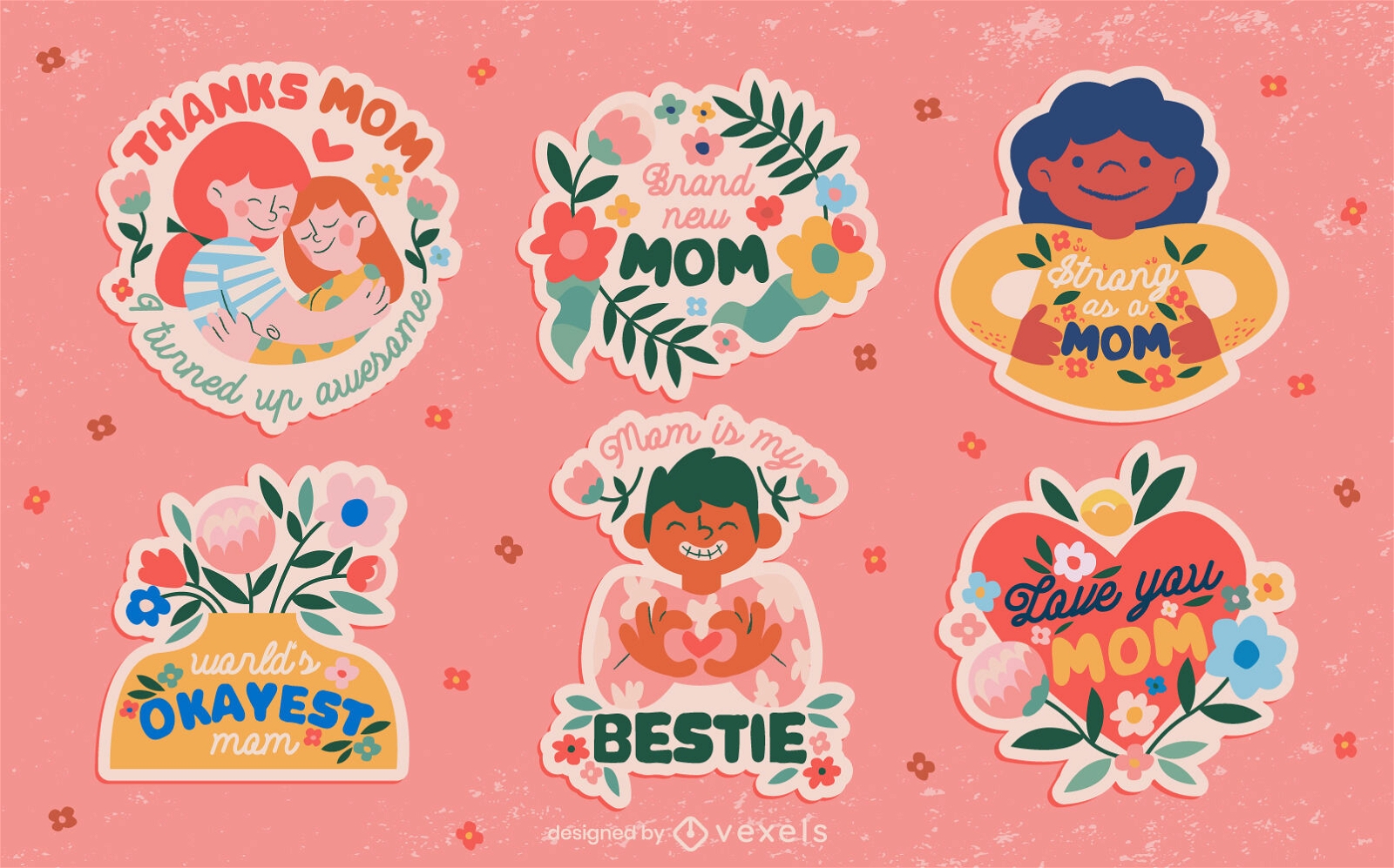 Mothers day stickers set