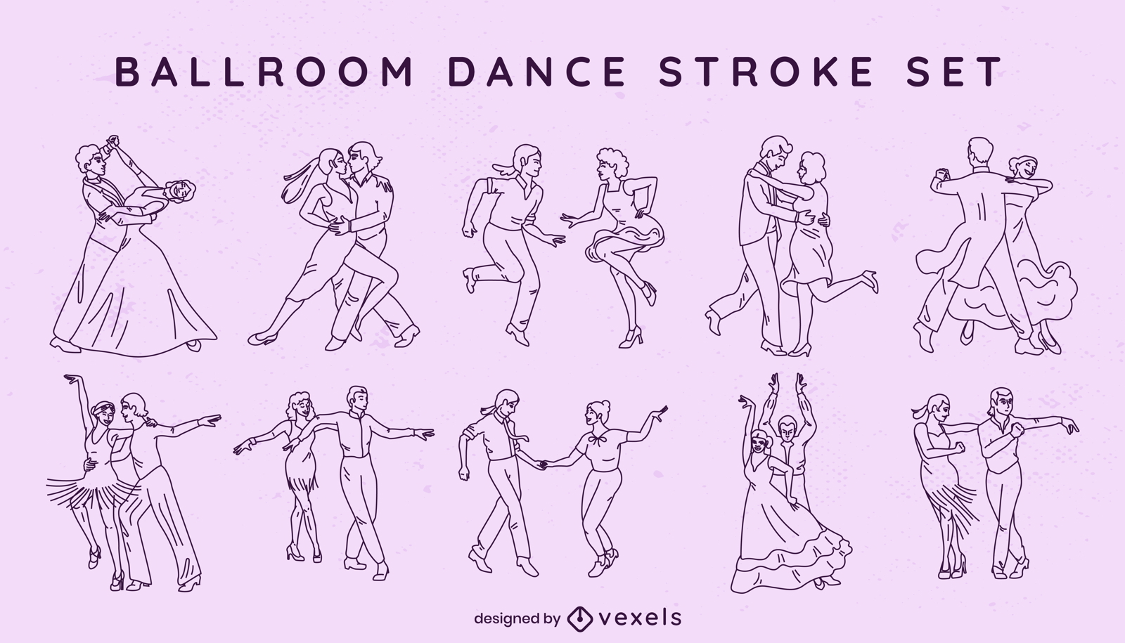 Conjunto de caracteres de estilos de dança de salão