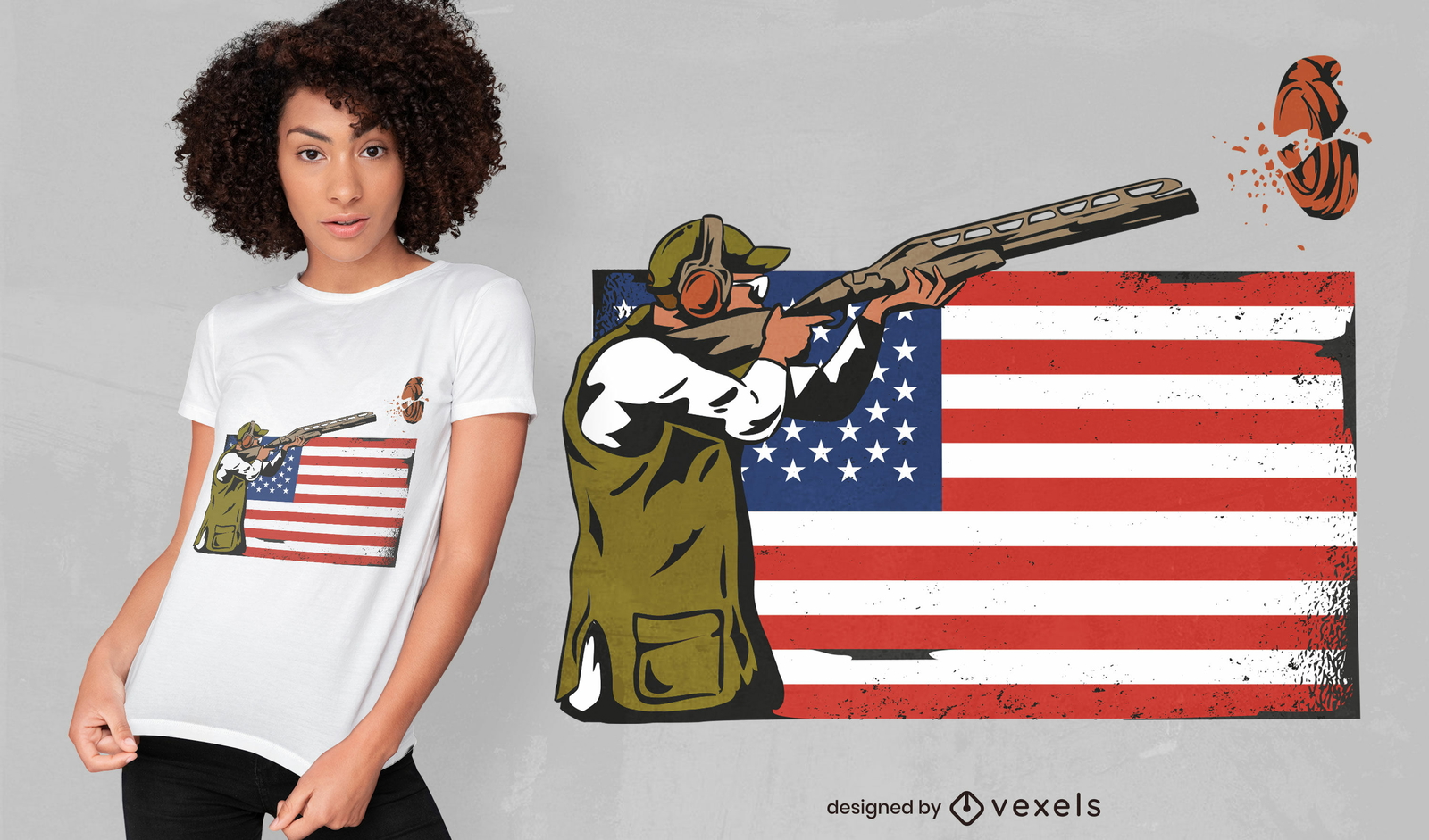 Amerikanischer Mann schießt T-Shirt-Design