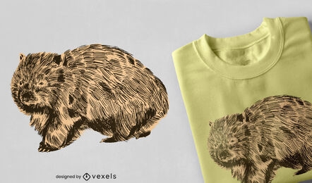 Realistic wombat t-shirt design