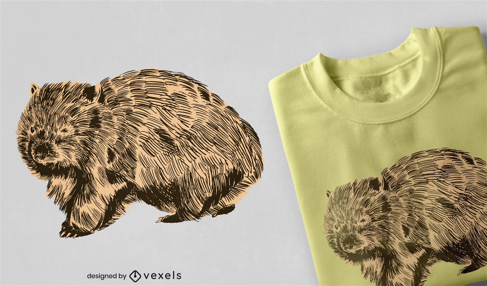 Diseño de camiseta de wombat realista