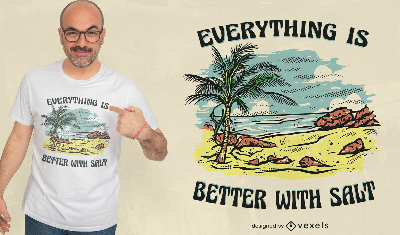 Diseño de camiseta de playa vintage.