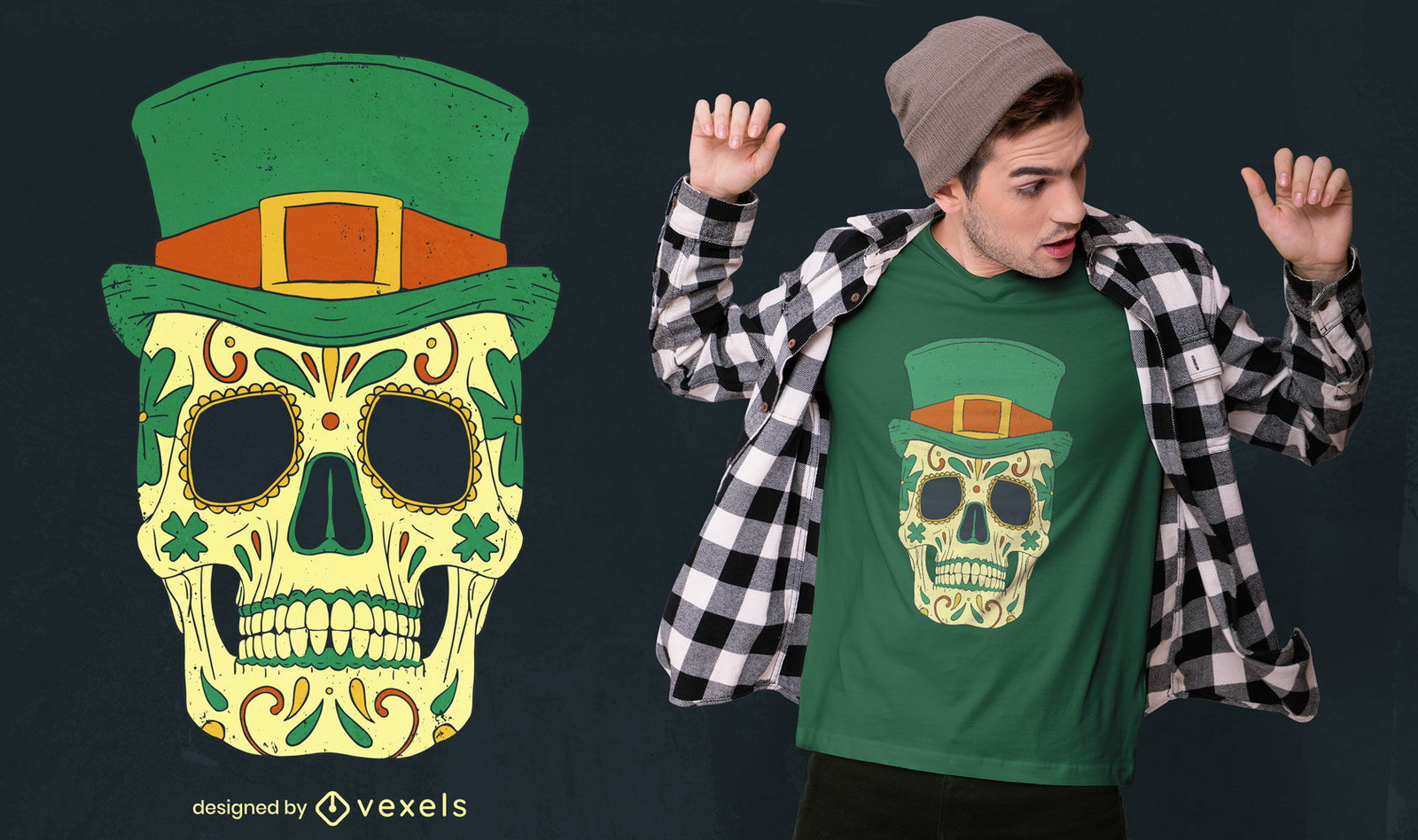 Diseño de camiseta de calavera del día de San Patricio