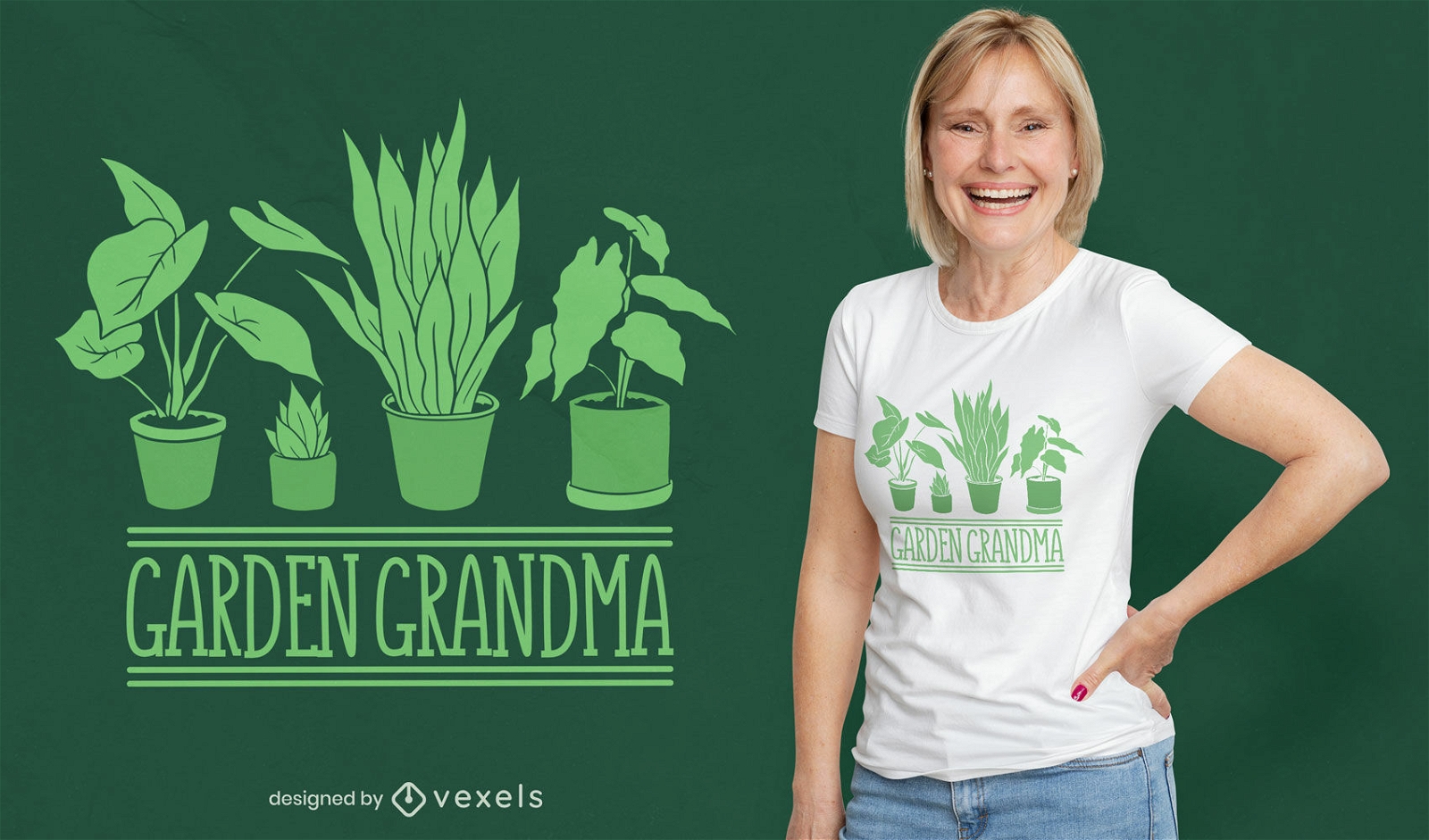 Diseño de camiseta de abuela de jardín.