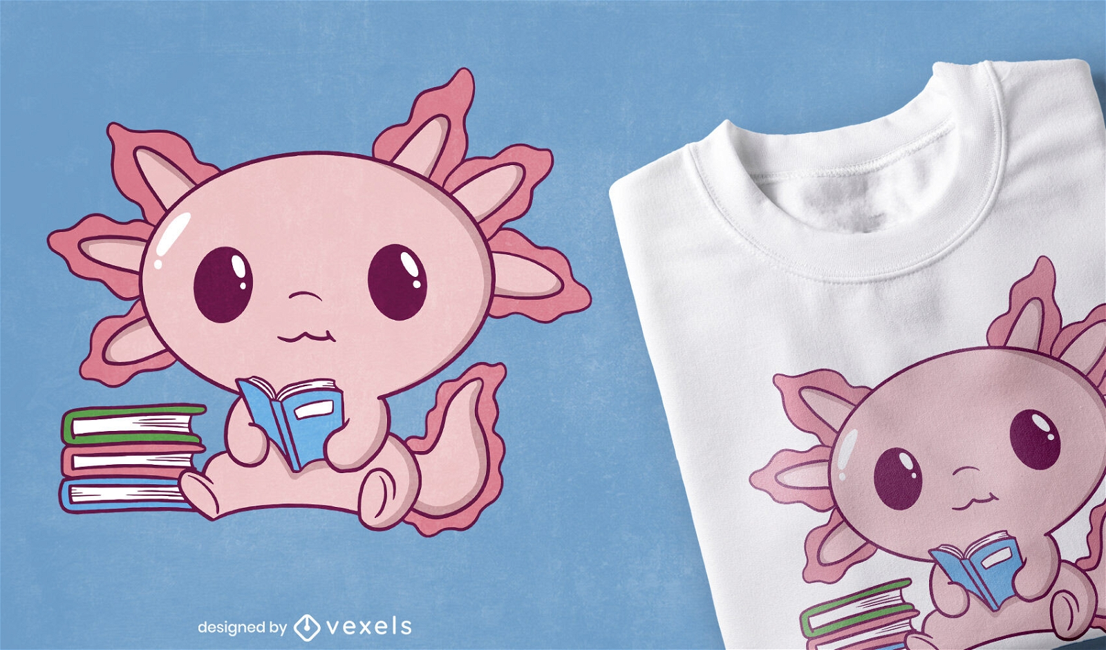 Axolotl reading t-shirt design