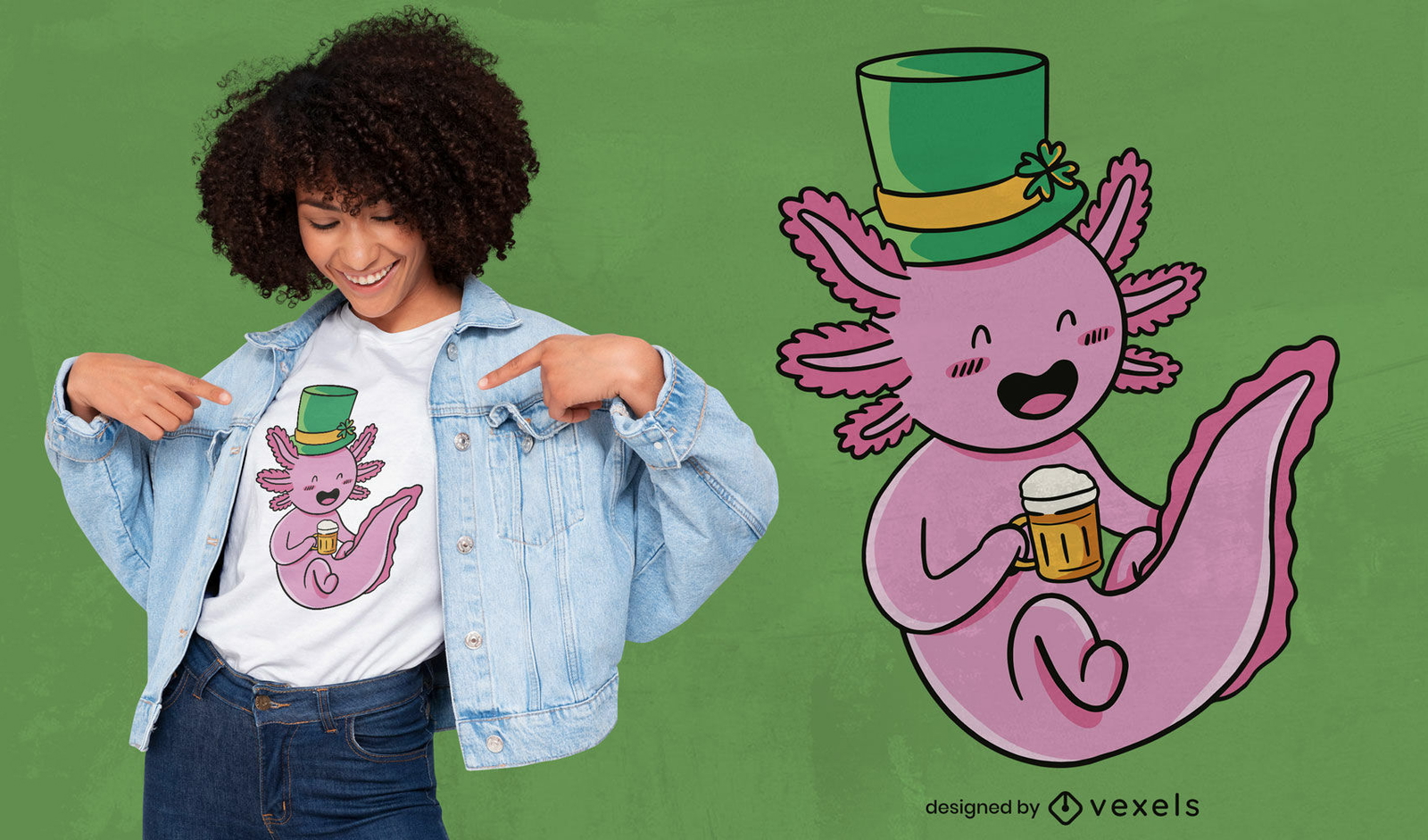 St. Patrick&#39;s Axolotl-T-Shirt-Design