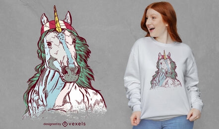 Bandana Unicorn T-shirt Design Vector Download
