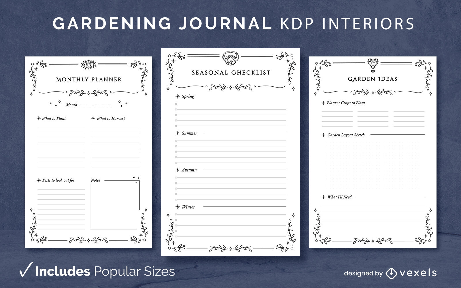 Mystic gardening journal template KDP interior design