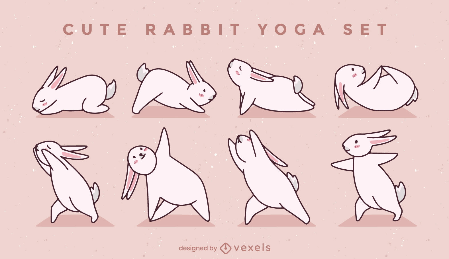 Conjunto de caracteres de ioga de coelho fofo