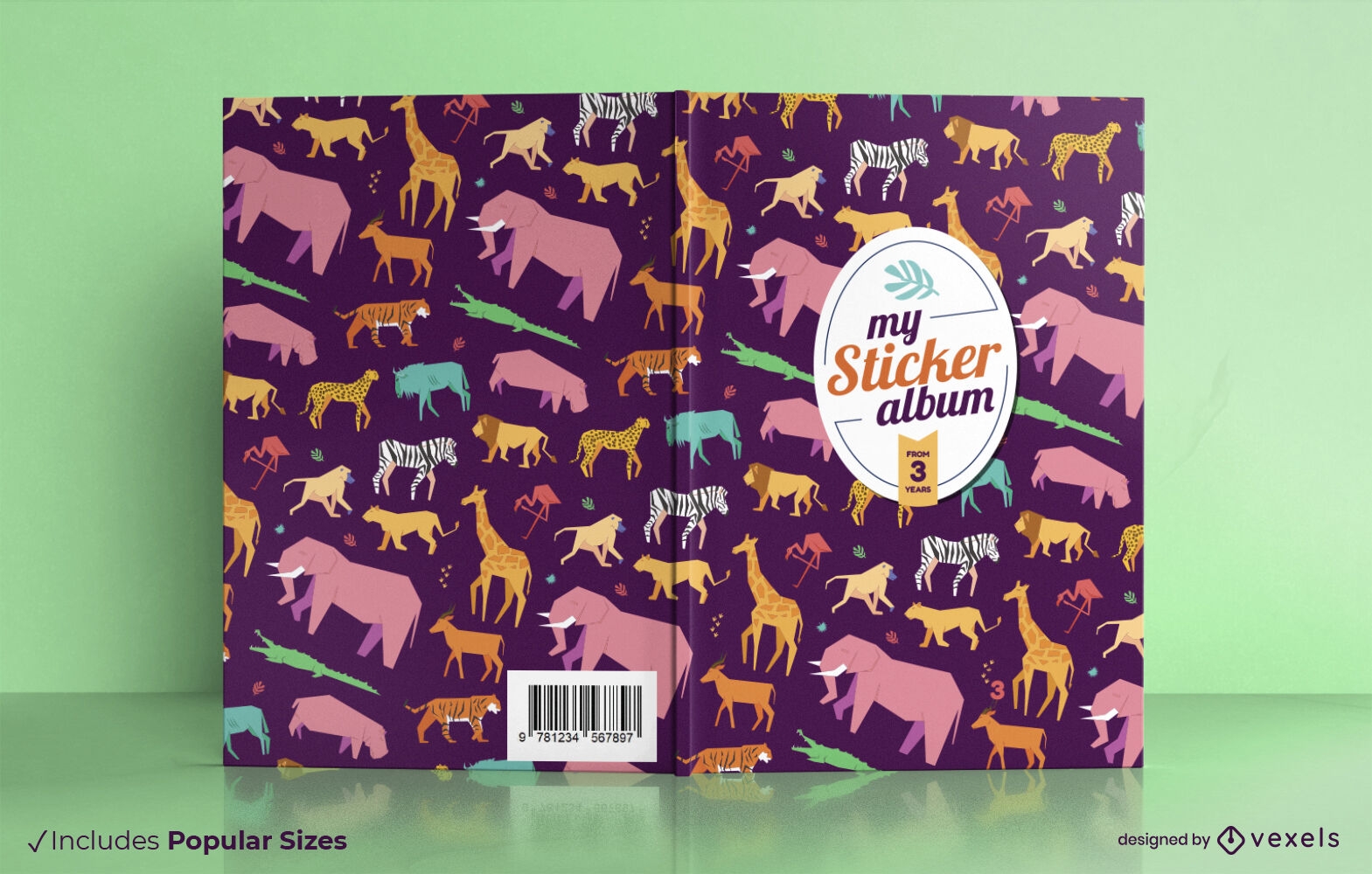 Animal sticker album Book cover design
