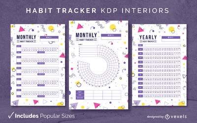 Habit Tracker Journal Design Template KDP Vector Download