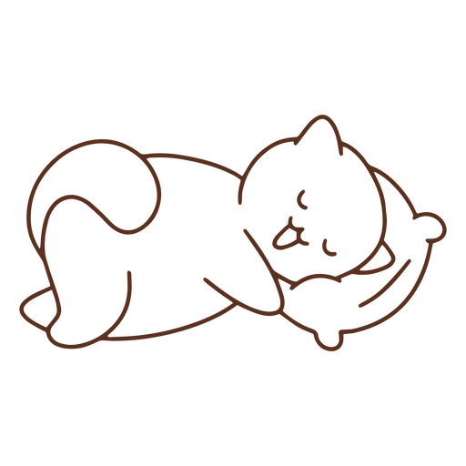 Nette Katze, die einfaches Schlaganfalltier schläft PNG-Design