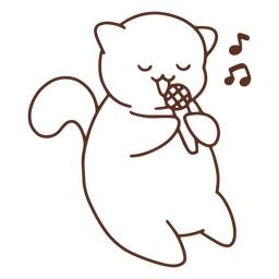 Gato bonito cantando animal de acidente vascular cerebral simples Desenho PNG