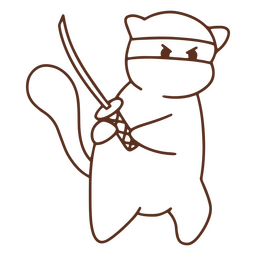 Lindo gato ninja animal de trazo simple Transparent PNG