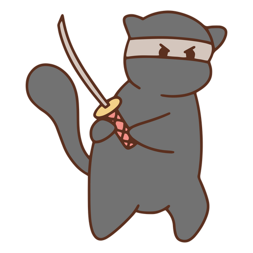 Gato bonito animal ninja Desenho PNG