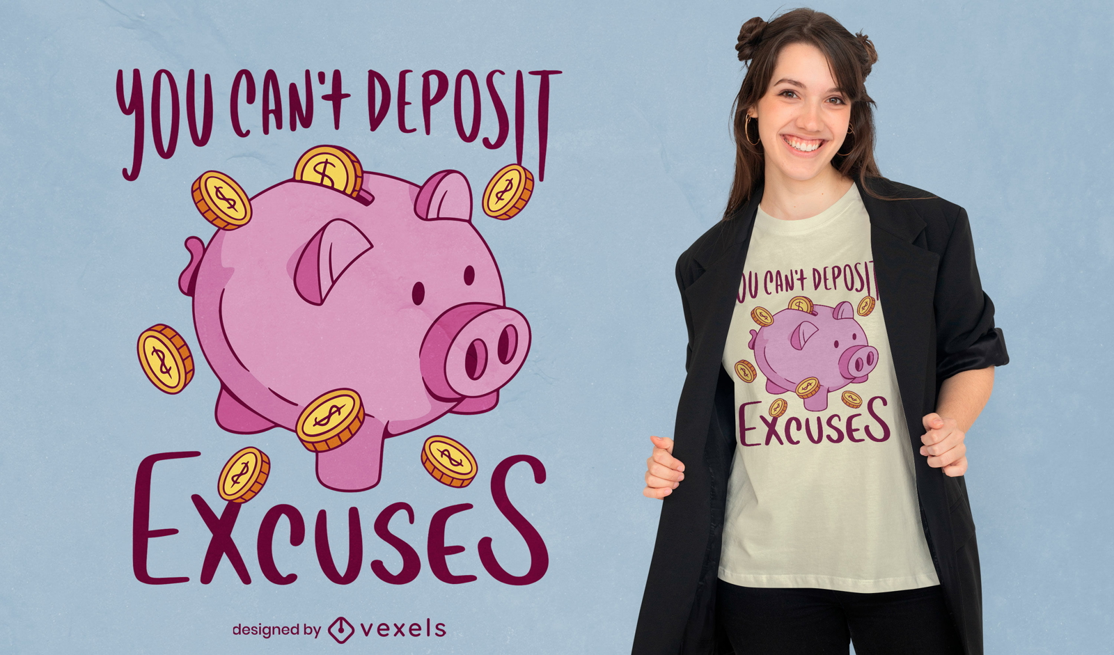 Piggy bank quote t-shirt design