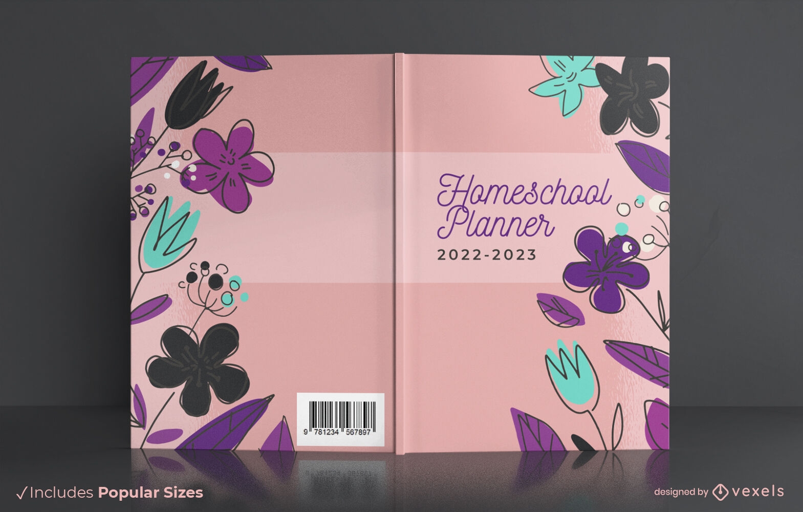 Diseño de portada de libro floral planificador de educación en el hogar
