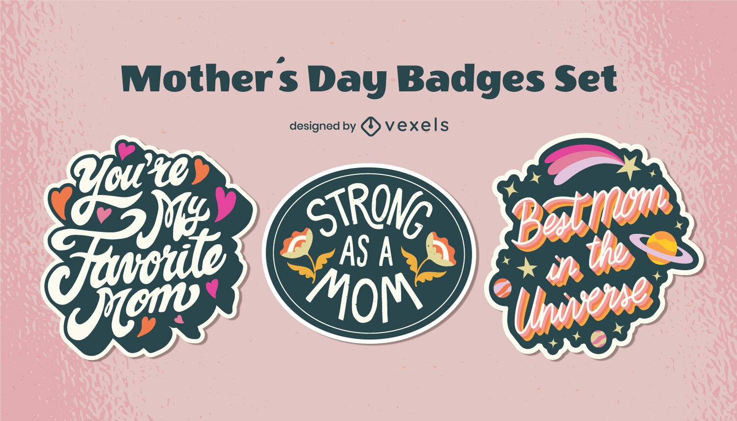 Mother's day badges set