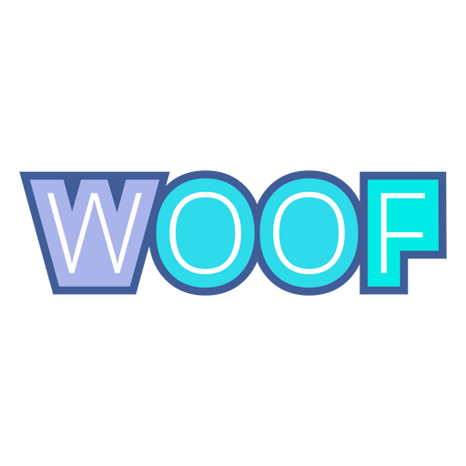 Curso de cor da palavra Woof Desenho PNG