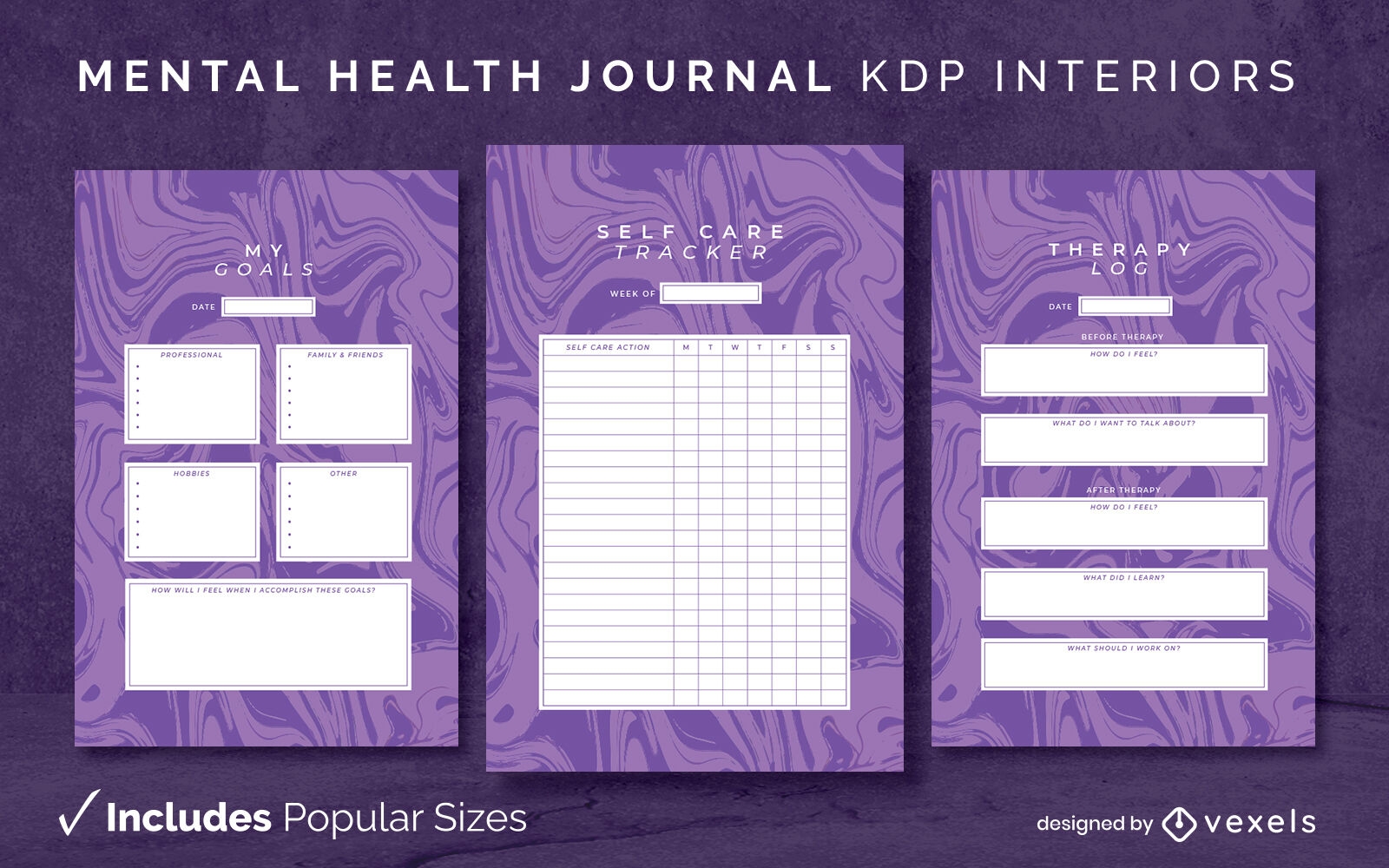 Groovy mental health journal Design Template KDP 