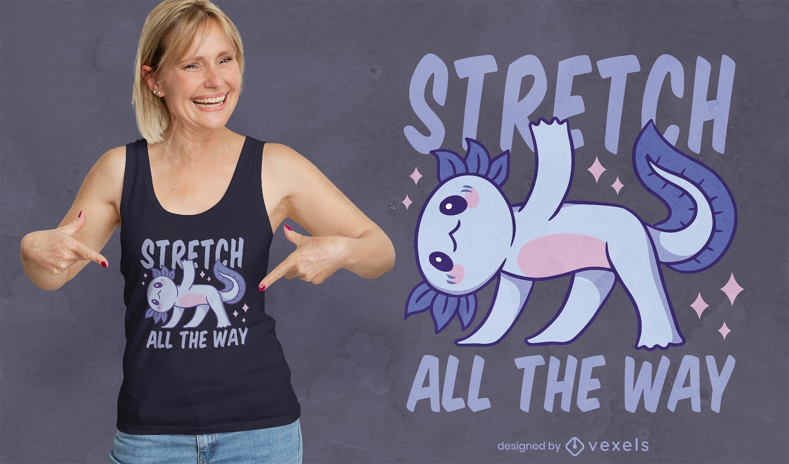 Stretching fitness axolotl t-shirt design