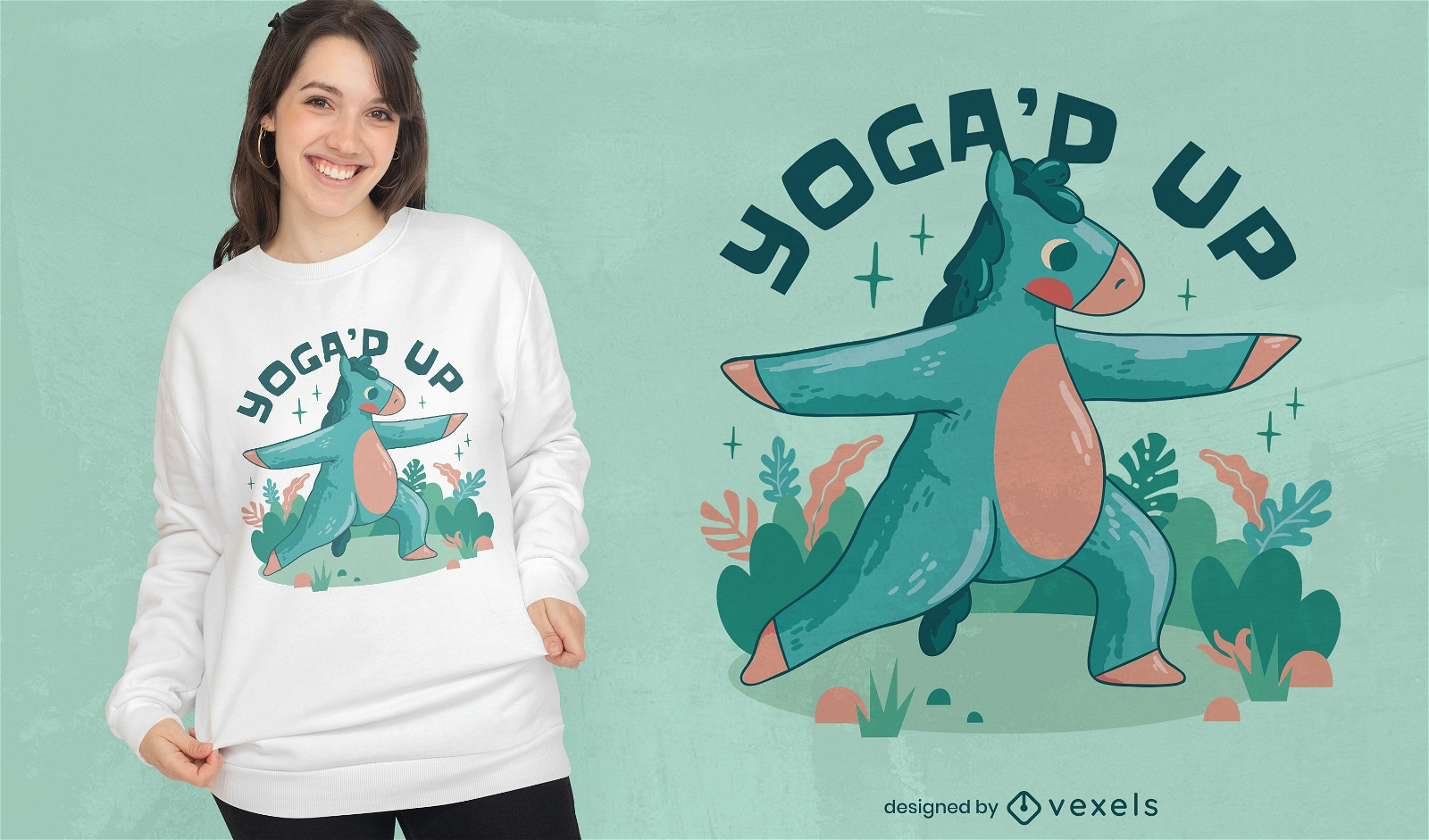 Yoga horse cartoon t-shirt design