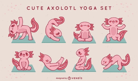 Yoga axolotl characters set