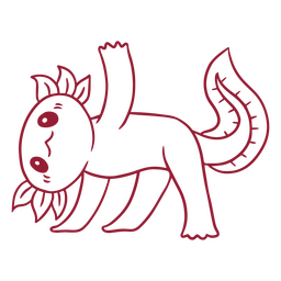 Yogui axolotl stroke triangle PNG Design