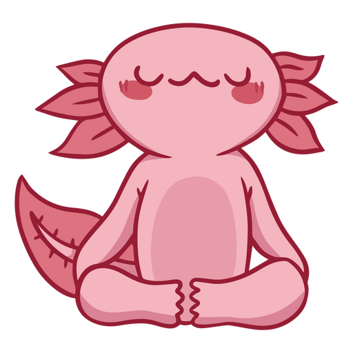 Yogui axolotl traço de cor lótus fofo Desenho PNG