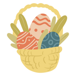 Ostereier flacher Korb PNG-Design