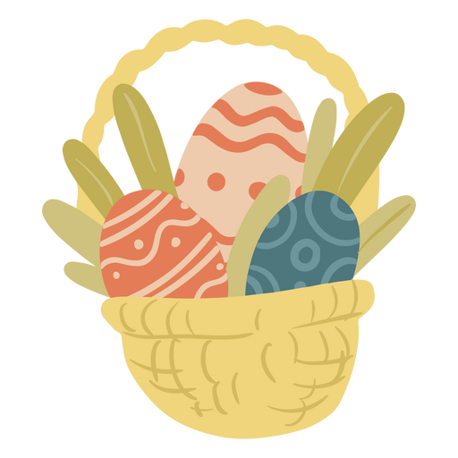 Easter eggs flat basket PNG Design