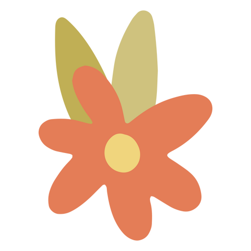 Cute orange flower with leaves  PNG Design