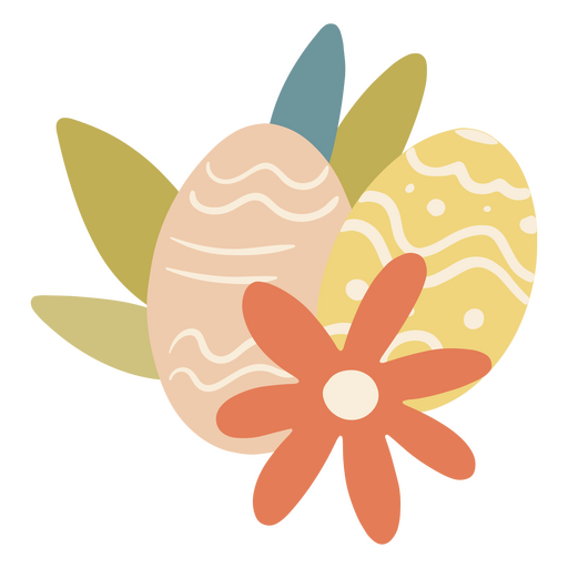 Easter flat eggs flower PNG Design