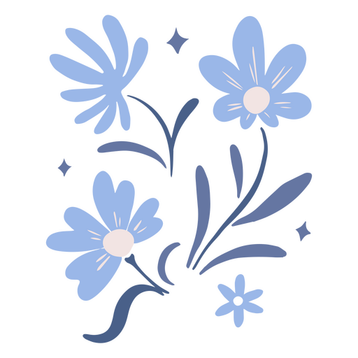 Dekorative blaue Blumen PNG-Design
