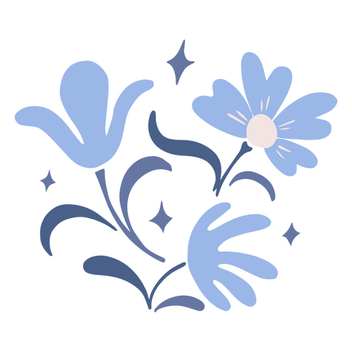 Flores azules de primavera Diseño PNG