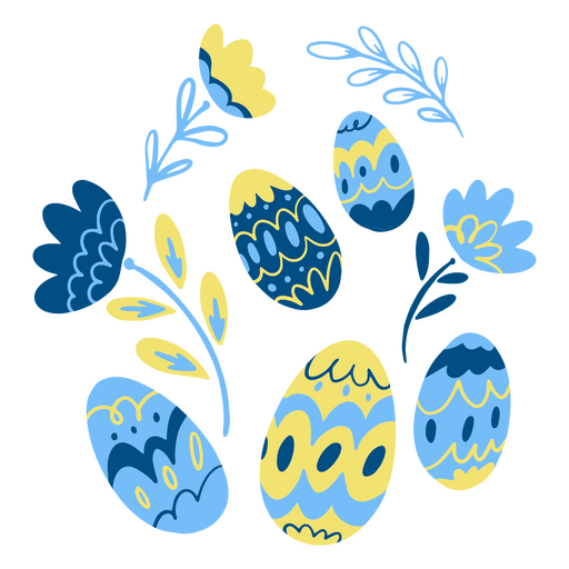 Ovos de páscoa amarelo azul liso Desenho PNG