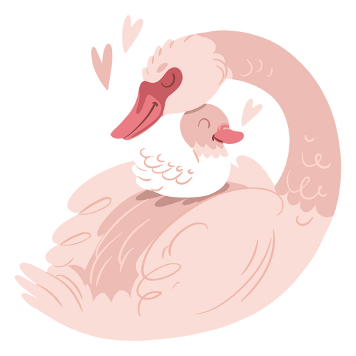 Cisne rosa madre en acuarela Diseño PNG