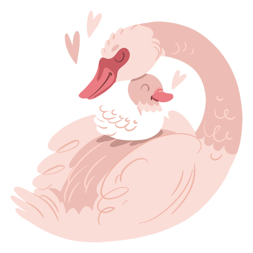 Mãe cisne rosa em aquarela Desenho PNG