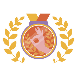Niedliche Meistermedaille mit Olivenbäumen PNG-Design