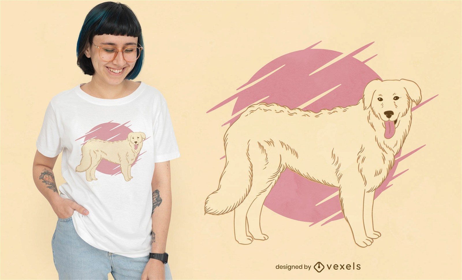 Diseño de camiseta de perro Kuvasz