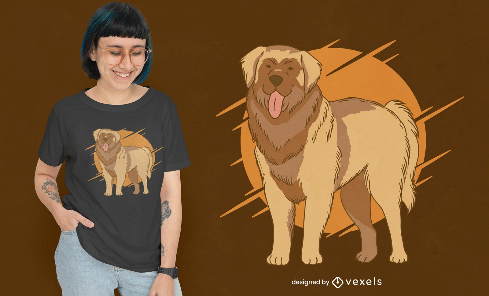 Dise?o realista de camiseta de perro Leonberger